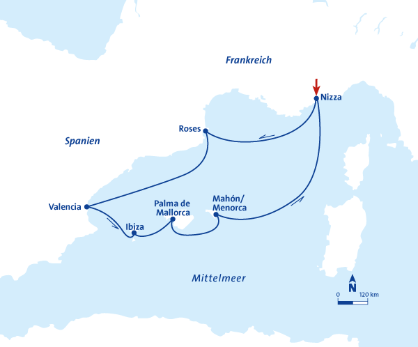 Route der MS Berlin auf der Schlagereuzfahrt Pirschheidi vom 13.4.20 bis 19.4.20